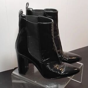 Vince Camuto Shiny Black Ankle Booties